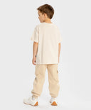 Джогъри карго подплатени с принт и четири джоба бежови за момче Button Blue