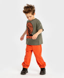 Панталони с джобове и ластичен колан оранжеви за момче Button Blue