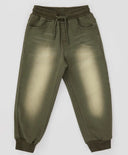 Панталони дънкови с ластичен колан и изтърквания зелени за момче Button Blue