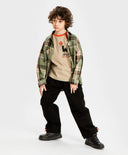 Панталони с плисета и регулиране на ширината на крачолите черни за момче Button Blue