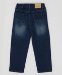 Дънки подплатени прави с ефект на изтъркване сини детски Button Blue