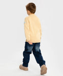 Дънки подплатени прави с ефект на изтъркване сини детски Button Blue