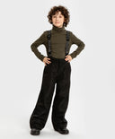 Панталони подплатени междинен сезон със свалящи се тиранти черни детски Button Blue