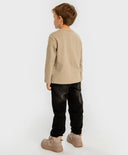 Дънки подплатени прави Regular fit черни детски Button Blue