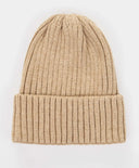 Шапка плетена с подгъв бежова детска Button Blue