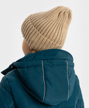 Шапка плетена с подгъв бежова детска Button Blue