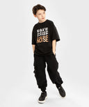 Тениска с къс ръкав и метализиран принт черна за момче Button Blue