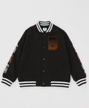 Суитшърт с копчета и принт с апликация черен за момче Button Blue