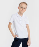 Поло тениска от пике бяла Button Blue