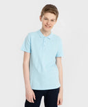 Поло тениска от пике с яка синя Button Blue