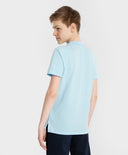 Поло тениска от пике с яка синя Button Blue