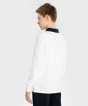 Поло тениска с яка и цип бяла Button Blue