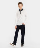 Поло тениска с яка и цип бяла Button Blue