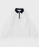 Поло тениска с яка и цип бяла Button Blue