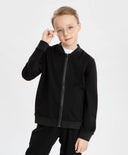 Суичър-бомбер с цип черен черен за МОМЧЕ основен изглед