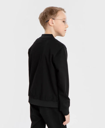 Суичър-бомбер с цип черен Button Blue