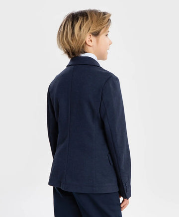 Сако с ревери и копчета син Button Blue