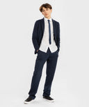 Сако с ревери и копчета син Button Blue