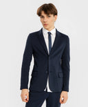 Сако с ревери и копчета син Button Blue