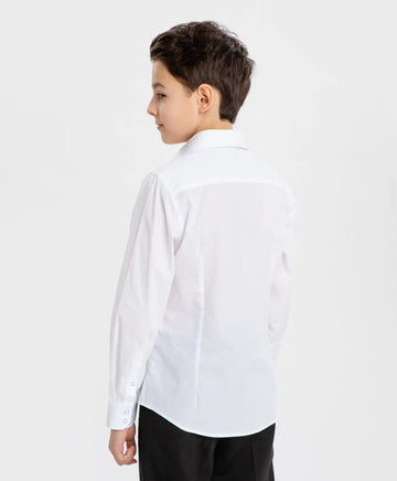 Вталена риза с дълъг ръкав бяла Button Blue