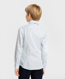 Риза от текстурирана тъкан с ромбичен мотив синя Button Blue