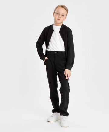 Панталони с притиснати ръбове черни Button Blue