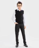 Панталони с ръбове черни за момче Button Blue