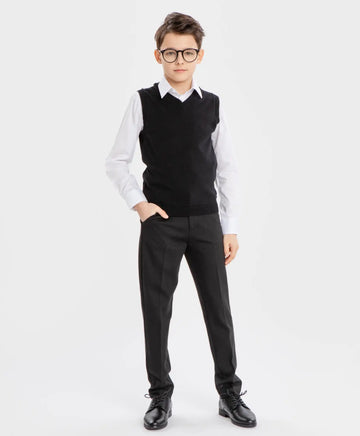 Панталони с ръбове черни за момче Button Blue