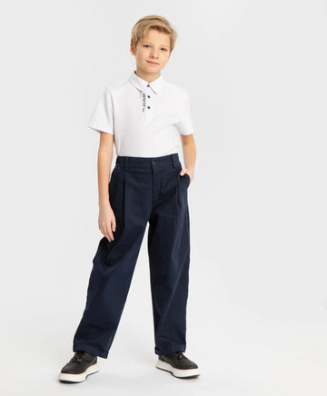 Панталони-банани с плисета сини Button Blue