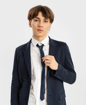 Тясна вратовръзка на точки синя Button Blue