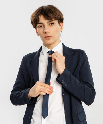 Тясна вратовръзка на точки синя Button Blue