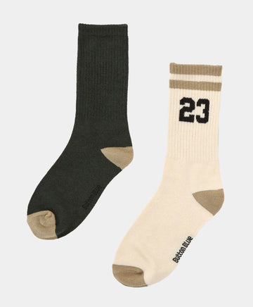 Комплект от два чифта високи чорапи многоцветни за момче Button Blue