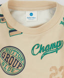 Пижама с джогъри и суитшърт с принт бежова за момче Button Blue