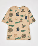 Пижама с шорти и тениска с принт бежова за момче Button Blue