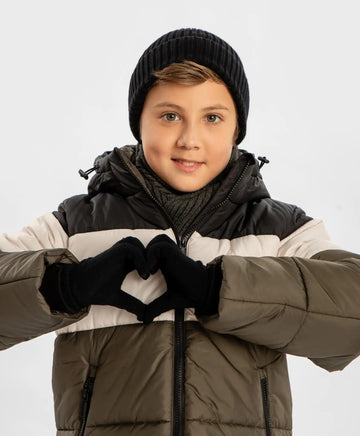 Ръкавици плетени черни детски Button Blue