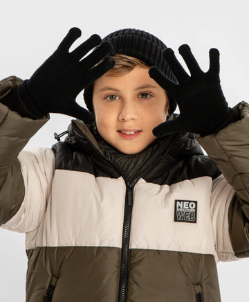 Ръкавици плетени черни детски Button Blue