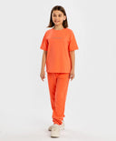 Тениска базова с къс ръкав и принт коралова детска Button Blue