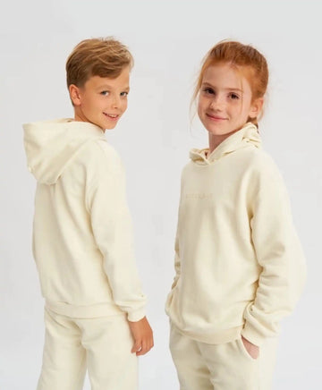 Худи с качулка оверсайз кремаво детско Button Blue