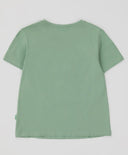 Тениска с къс ръкав и релефен принт зелена за момиче Button Blue