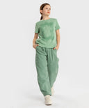 Тениска с къс ръкав и релефен принт зелена за момиче Button Blue