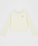 Тениска с дълъг ръкав и принт кремава за момиче Button Blue