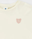 Тениска с дълъг ръкав и принт кремава за момиче Button Blue