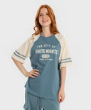 Тениска с къс ръкав и релефен принт многоцветна за момиче Button Blue