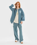 Бомбър с копчета син детски Button Blue