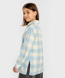 Риза на каре с дълъг ръкав топла с копчета многоцветна детска Button Blue