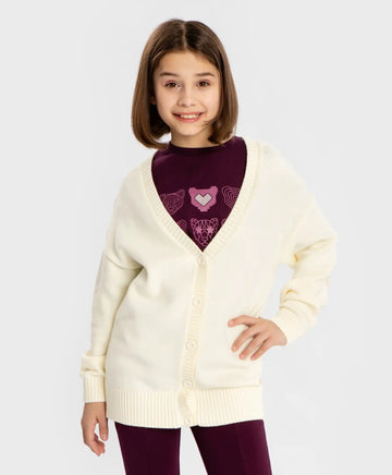 Жилетка с копчета и рисунка на лактите кремава за момиче Button Blue