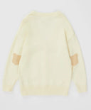 Жилетка с копчета и рисунка на лактите кремава за момиче Button Blue