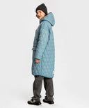 Палто за междинен сезон капитонирано с качулка и големи джобове синьо за момиче Button Blue