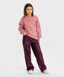 Панталони палацо широки от веган кожа тъмнолилави за момиче Button Blue