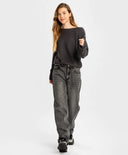 Дънки Regular fit с прав силует и ефект на изтъркване сиви детски от Button Blue